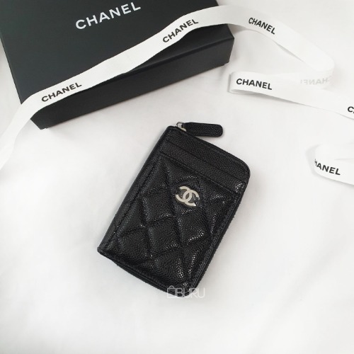 [당일 발송] 샤넬 신상 클래식 지퍼 카드 지갑 케이스 캐비어 블랙 AP1650 - 부루 구매대행