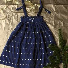 봉주르다이어리 여아 나시 롱 원피스 네이비 하트 Long Skirt Dress Christmas - 부루 구매대행